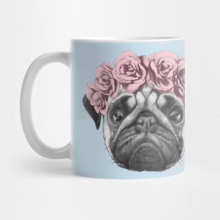 Rosie the pug with roses Mug